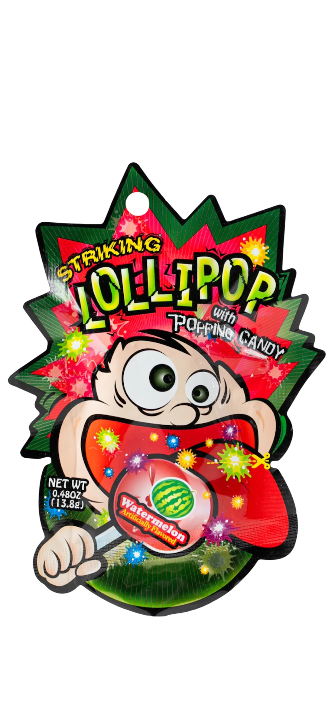Watermelon Lollipop with Popping Candy Striking