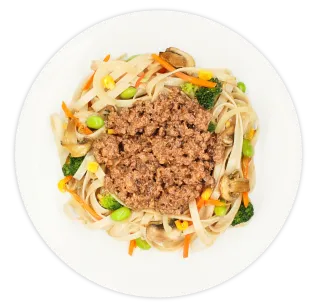 Bolognese rice noodles with ground beef