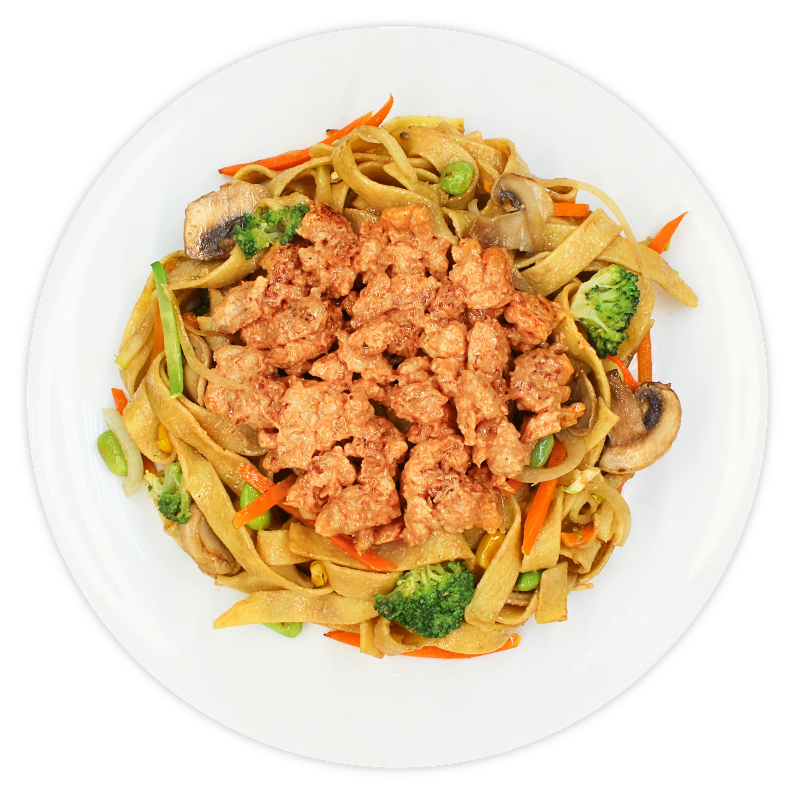 Bolognese noodles with egg minced chicken