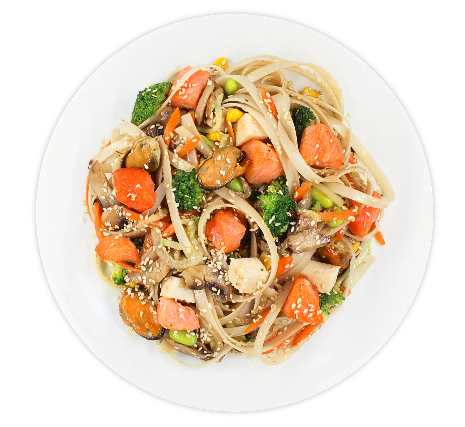 Rice noodles with seafood