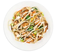 Udon noodles in cream sauce