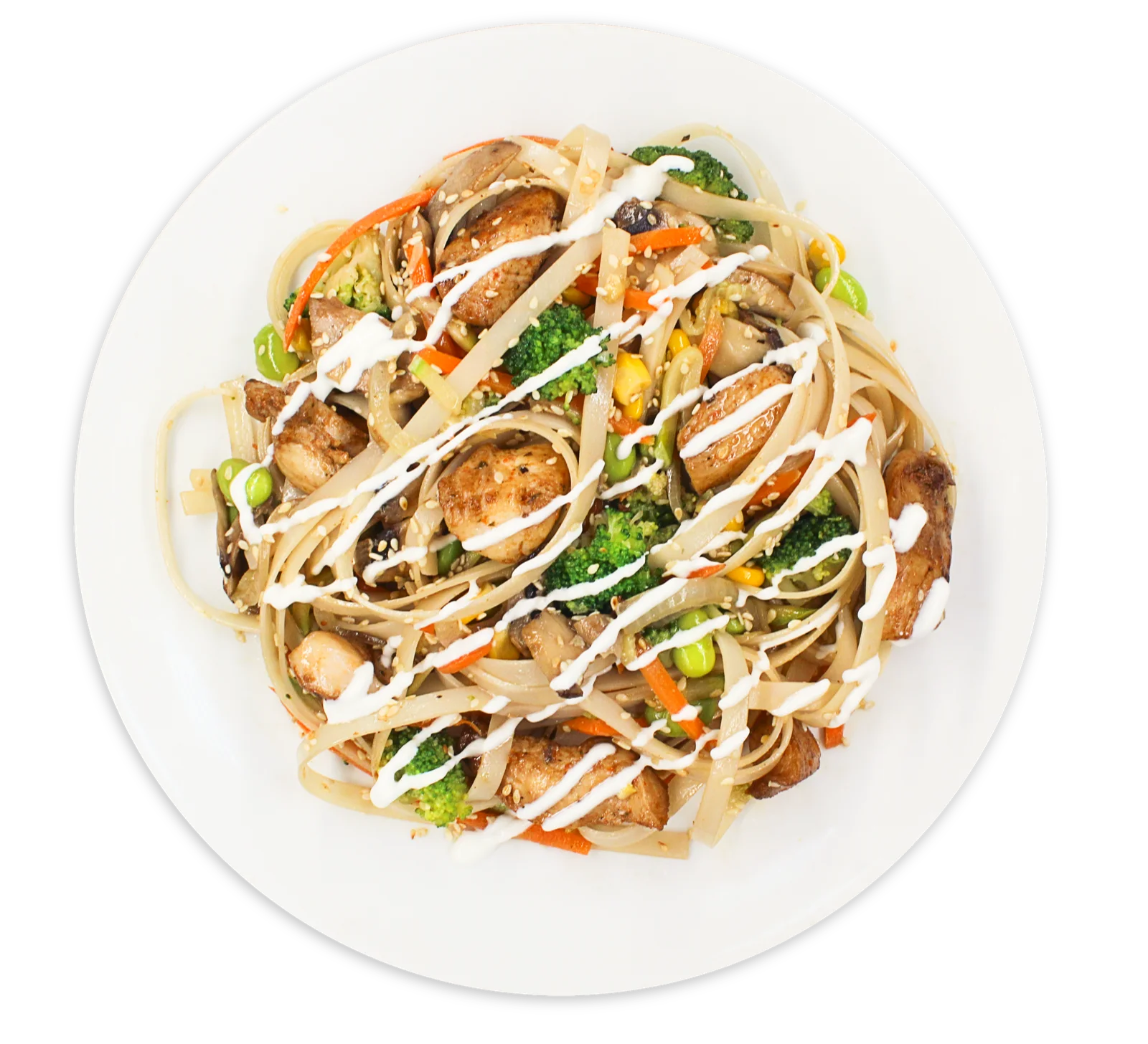 Udon noodles in cream sauce