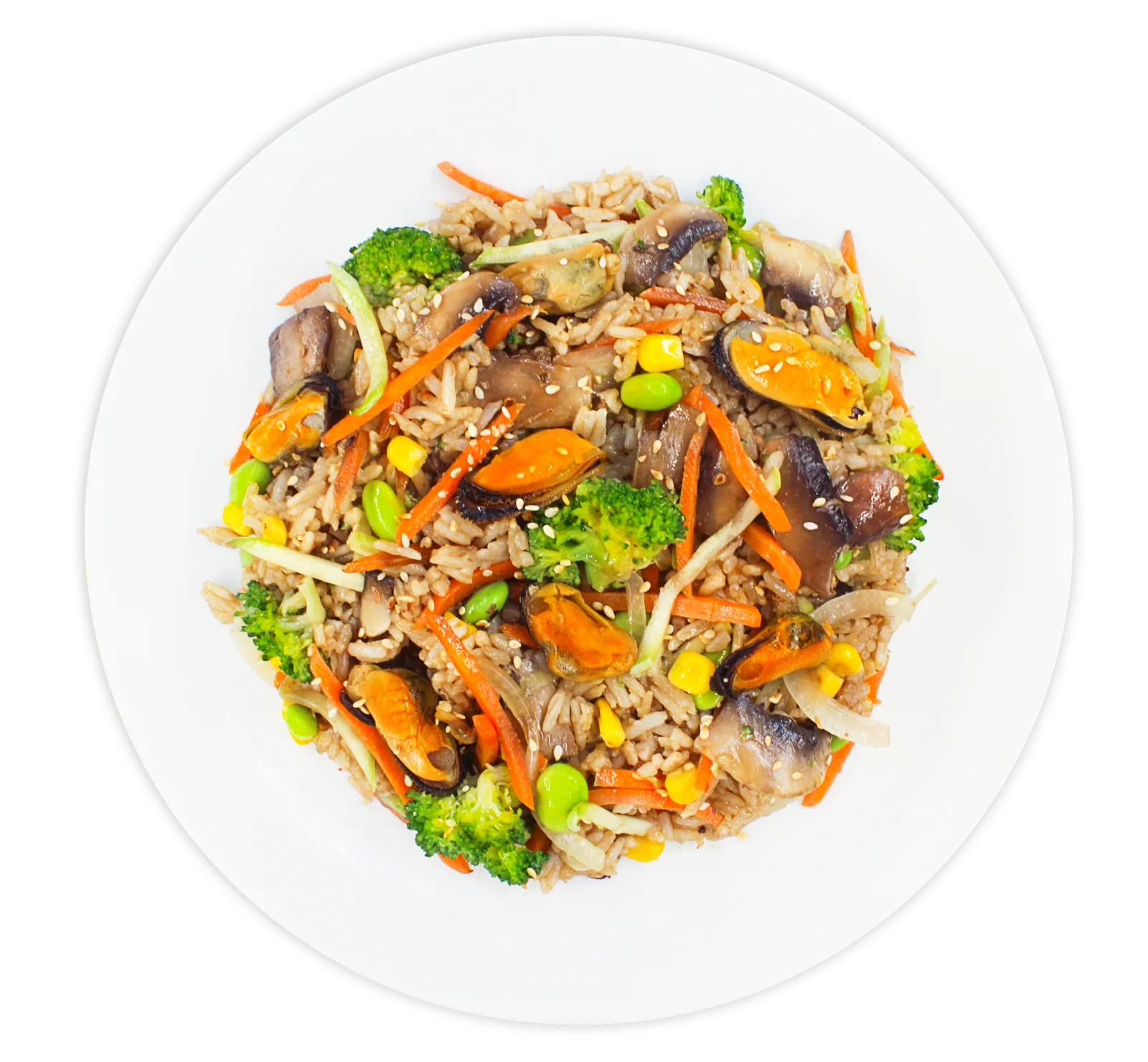 Rice with mussels in sauce