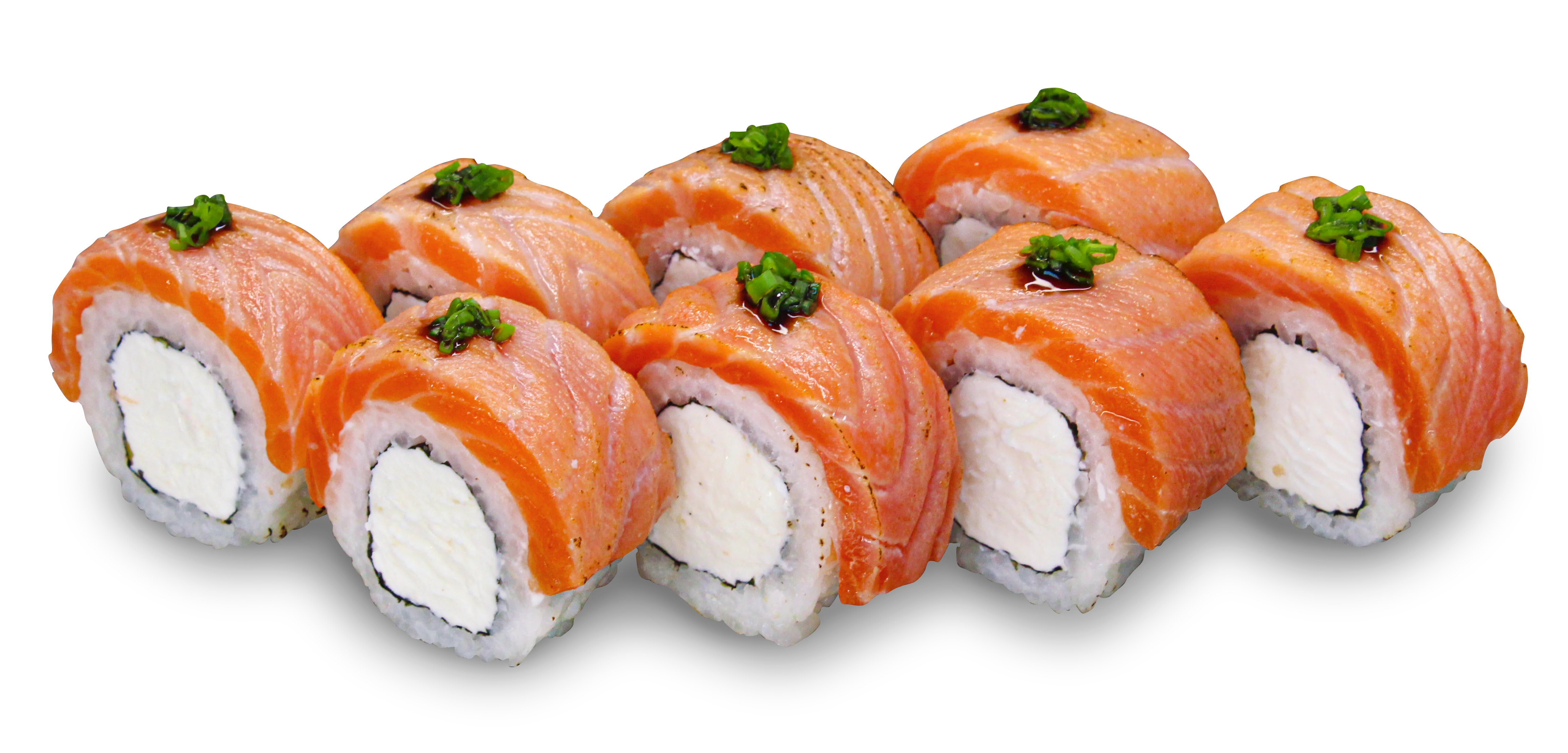 Philadelphia with fried salmon