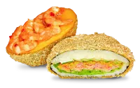 Baked sushi burger with shrimp