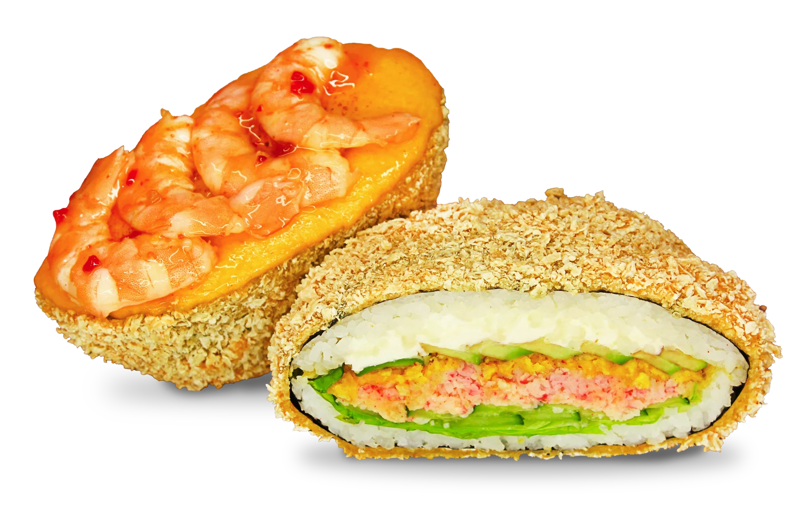 Baked sushi burger with shrimp